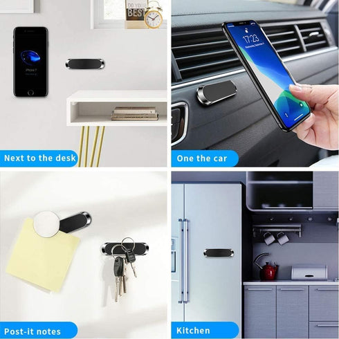 SALEX Flat Magnetic Phone Mounts 3 Pack, Black Cell Phone Holder for Car Dashboard, Wall, Truck, Universal Mount Kit