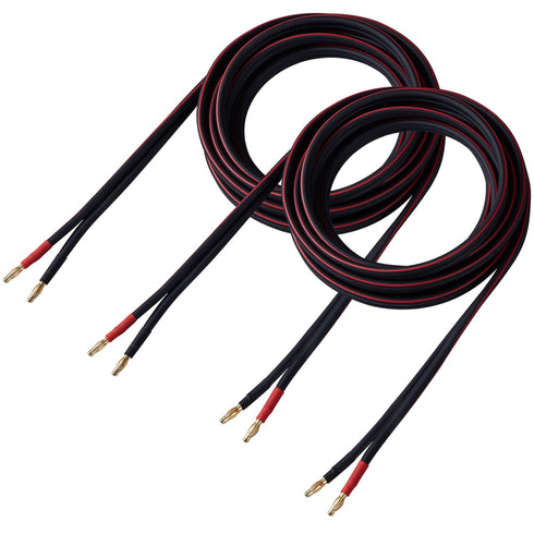 12 AWG HD Premium Soft Touch HiFi Speaker Cable (2 Pack, 3 Feet) with Banana Plugs for Bi-Wire Bi-Amp