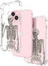 for iPhone 15 Case, Cute Skull Skeleton Clear Design, Girly Floral Transparent Case Compatible with iPhone 15