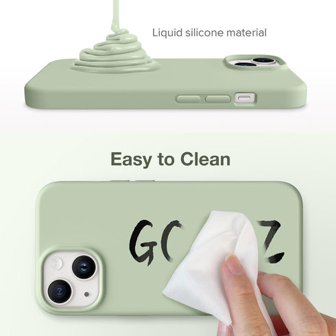 GONEZ Silicone Case for iPhone 14 with 2X Screen Protector & 2X Camera Lens Protector, Liquid Shockproof Cover, Pastel