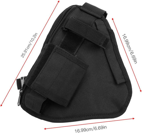 Radio Pouch, Walkie Talkie Portable Vest Chest Bag, Black, Adjustable Strap for Hunting, Sports, 10.2 x 6.69 in