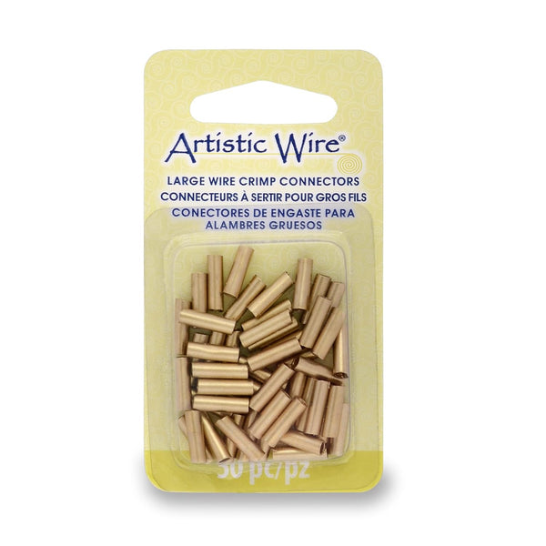Artistic Wire Crimp Tubes, Large Gauge, Brass Color, 12 ga Wire, ID 2.2 mm, 50 pc