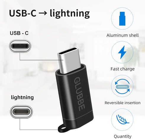 2-Pack USB-C Adapter for Lightning Cable, iOS Lightning (Female) to USB Type C (Male) Charging Adapter for iPhone 15