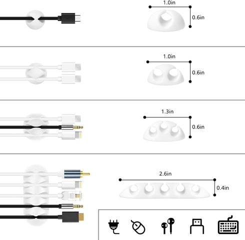 Cord Management Organizer Kit, 2 Cable Sleeves with 41 Self Adhesive Clips, 10pcs and 100 Fastening Cable Ties