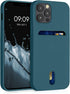 kwmobile Soft TPU Case for Apple iPhone 12 / iPhone 12 Pro, Phone Cover with Card Holder, Teal Matte Finish