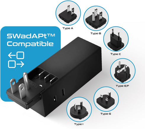 Ceptics 65W World Travel Adapter, 3 USB Ports PD 3.0 Charger for Laptops, Cellphones in Europe, Asia, Africa, America