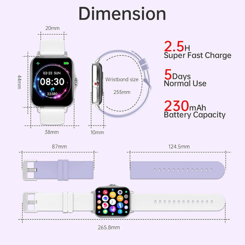 Smartwatch for Women, Waterproof Fitness Tracker with Health Monitor, Heart Rate/Blood Pressure/Blood Oxygen, 1.69" HD