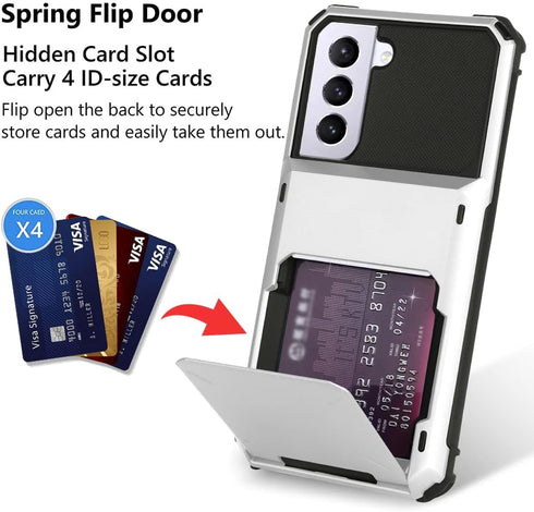 Wallet Case for Samsung Galaxy S22 Plus with 4-Card Holder Slot, Shockproof Hybrid Heavy Duty Protection Armor Cover -