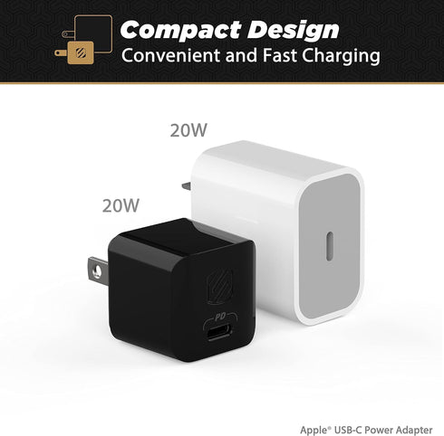 Scosche HPDC20-SP Fast Charger PowerVolt 20W Mini Cube USB-C Wall Adapter for Phone