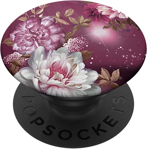 Burgundy Flowers PopSockets Swappable PopGrip