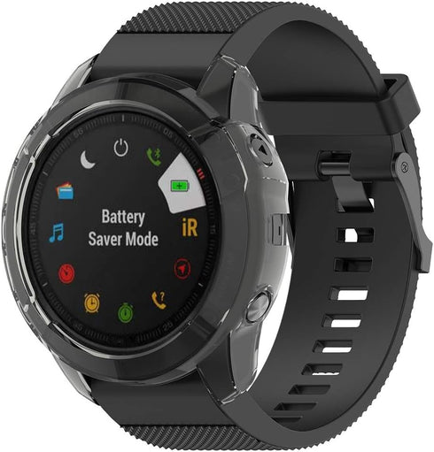 RuenTech Case Cover for Garmin Fenix 6X/6X Pro - TPU Protective Case Frame for Fenix 6X Smart Watch in Black &