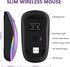 HZD LED Wireless Mouse - Slim Silent Rechargeable Optical Mouse with Type C Adapter, 3 Adjustable DPI Levels (Purple)