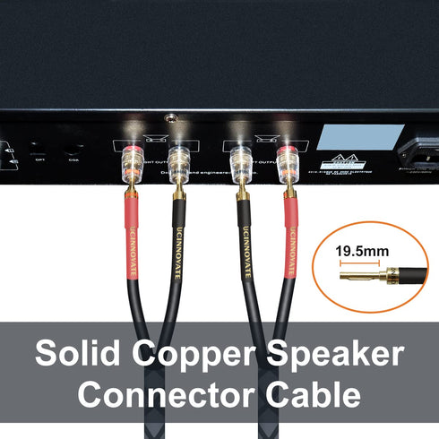 UCINNOVATE Bi-Wire Speaker Cables, 2 Pack OFC 9.8Ft Home Theater Premium Speaker Wire with Gold-Plated Banana Tip Plugs