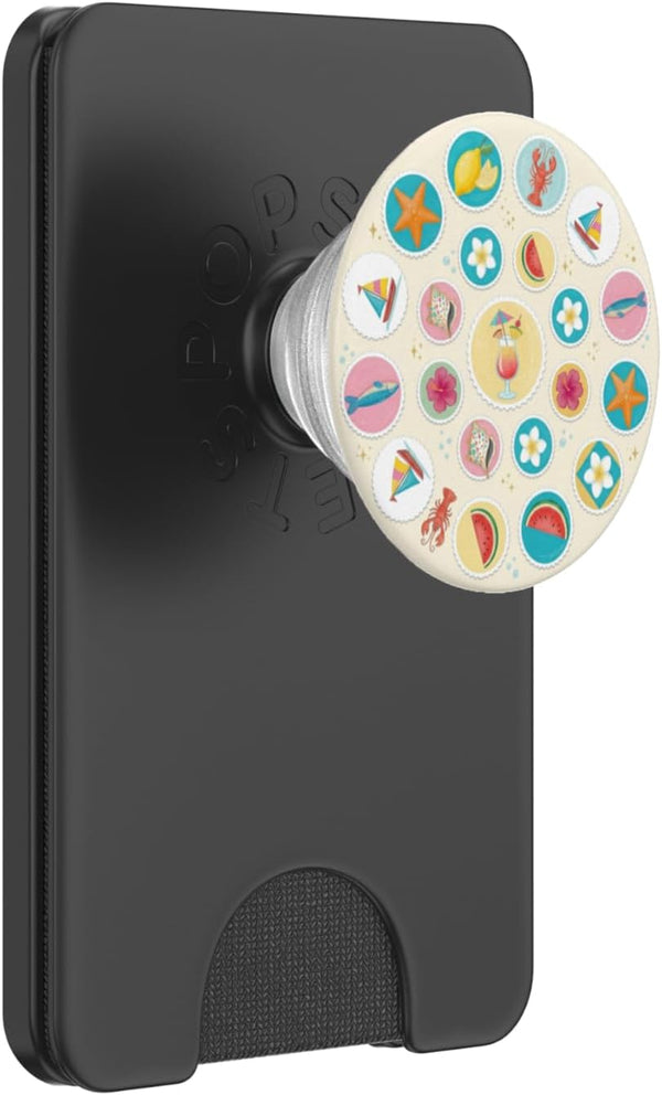 Beachy Summer Lobster Sardine Fish Coastal Collage PopSockets PopWallet for MagSafe