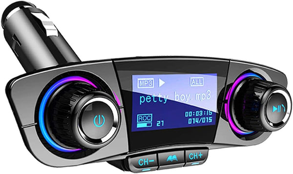 Bluetooth FM Transmitter Car Kit with Handfree-Calling, Dual USB Port, MP3 Player, TF Card, USB Flash Drive