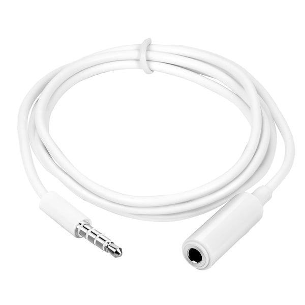 Conwork 2-Pack 3.5mm 4-Pole Male to Female Auxiliary Audio Cable for Headphones, 3.3 Feet, White