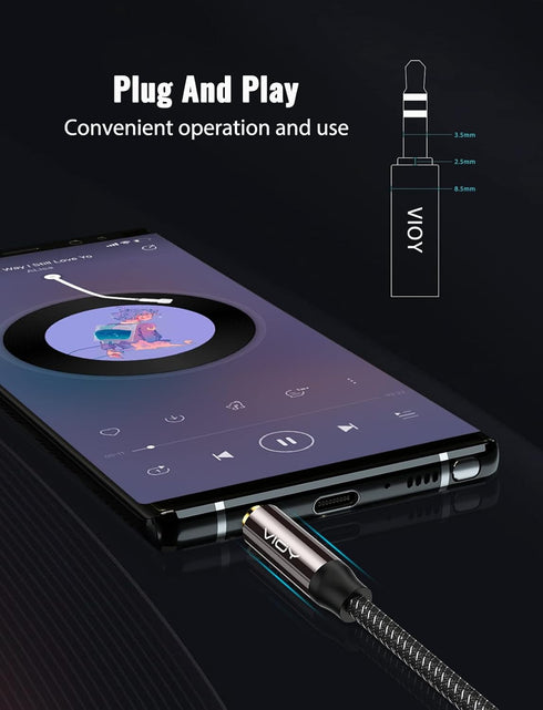 VIOY Aux Cable (30 ft) - 3.5 mm Male to Male Braided Auxiliary Cord for Headphone, Smartphone, Home/Car Stereo