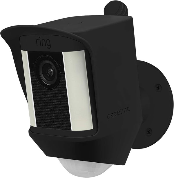 Fintie Black Silicone Case for Ring Spotlight Cam, Soft Weather Resistant Protective Skin Cover for Battery HD Security