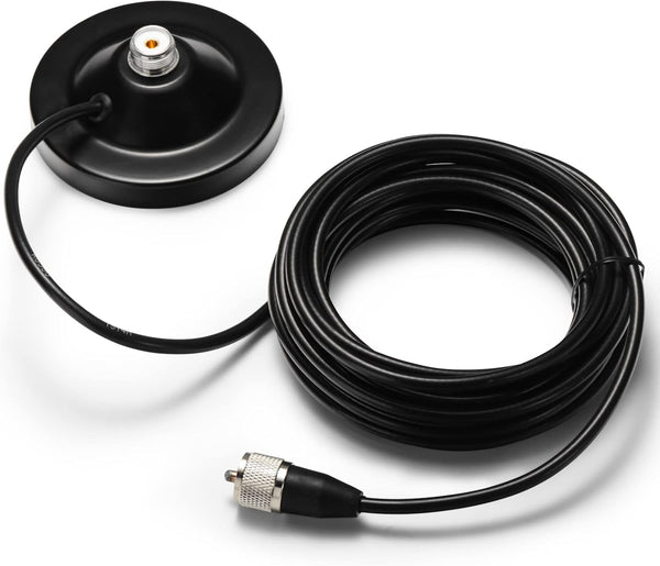 Radioddity RAM5 CB/VHF/UHF/HF Ham Radio Antenna Magnet Mount with SO-239 Connection, 16.4Ft Coaxial Cable Compatible