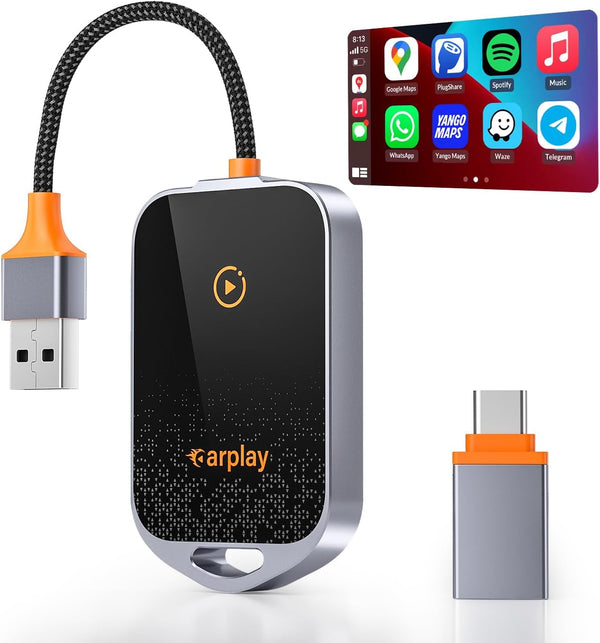Wireless CarPlay Adapter for iPhone, 5.8GHz Carplay Wireless Adapter Converts Wired to Wireless, Fast Stable Connect