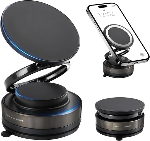 MISSOKIE Upgraded Vacuum Magnetic Car Phone Holder for MagSafe, 360 Rotation, 96LBS Ultra