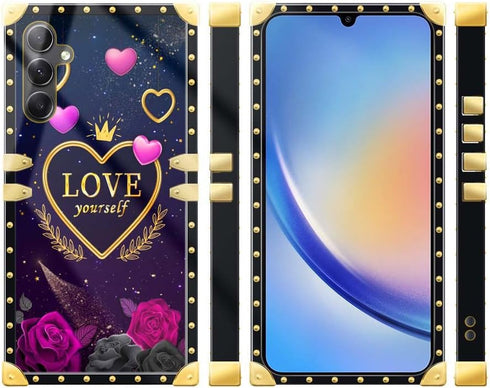 Compatible Samsung Galaxy A54 5G Case, Love Yourself Soft TPU Shockproof Protective Square Cover for Women Girls