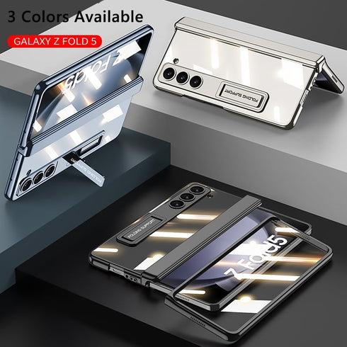 Shop Samsung Galaxy Z Fold 5 5G Clear Case with Magnetic Hinge, Adjustable Kickstand & Screen Protector - Blue.