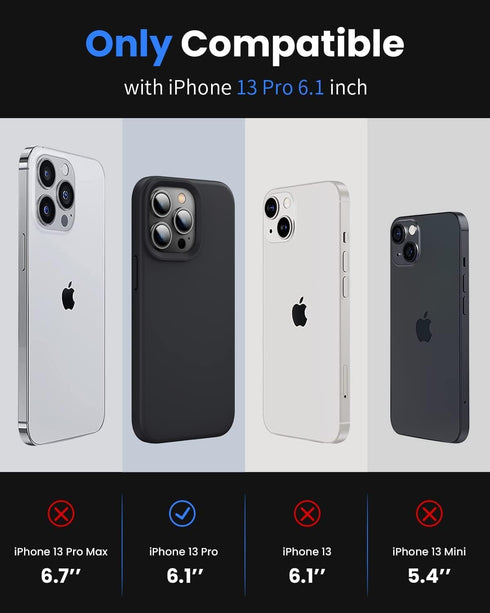 OuXul 13 6.1 inch(Black) Designed for iPhone Pro Case,Shockproof Liquid Silicone Protective Phone Case with Soft