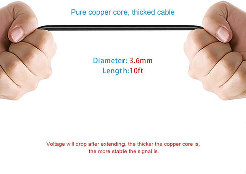 Pixelman 2.5mm Male to Female Backup Camera Extension Cable, 10ft for Dash Cam, Car, SUV, Truck