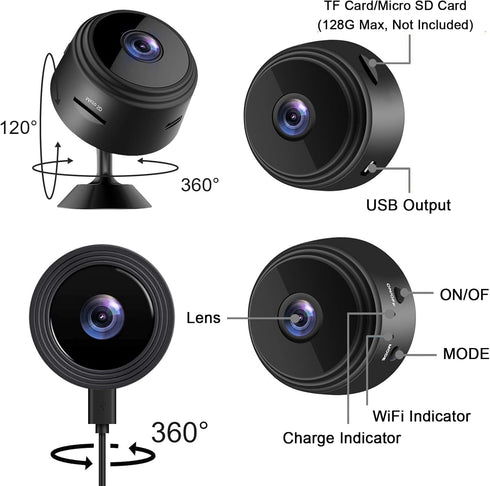 Hidden Wireless Camera, Mini Spy WiFi 1080P HD Camera for Home Security, APP Control, Night Vision