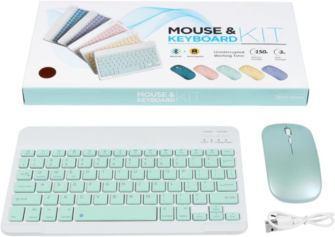 Bluetooth Keyboard and Mouse Combo, Ultra-Slim Portable Rechargeable Wireless Keyboard Set for iPad, Mac OS, Android,