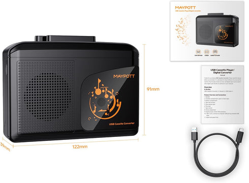 Portable Walkman Cassette Player Converter, Cassette to Digital via USB, Full Stereo Sound