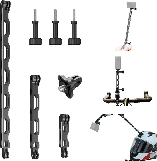 Fahliso 3-in-1 Aluminum Extension Arms for GoPro Hero 13/12/11/10/9/8/7, Universal Extension Bar for