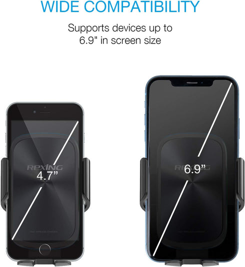 X5 Motorized Qi Car Mount - 15W/7.5W Wireless Charging, Auto Sensing Clamping for iPhone, Android & Galaxy Smartphones