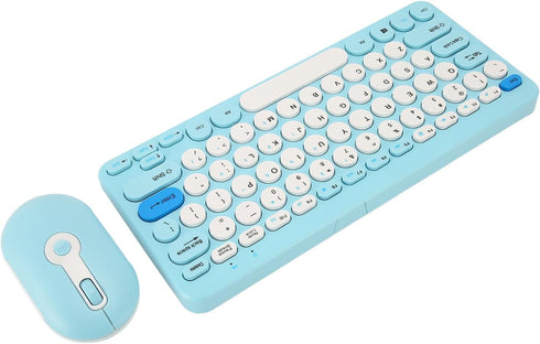 Keyboard and Mouse Combo, Cute Retro Typewriter Keyboard with Round Key, 78 Keys USB Cute Mouse for Desktop, Laptop,