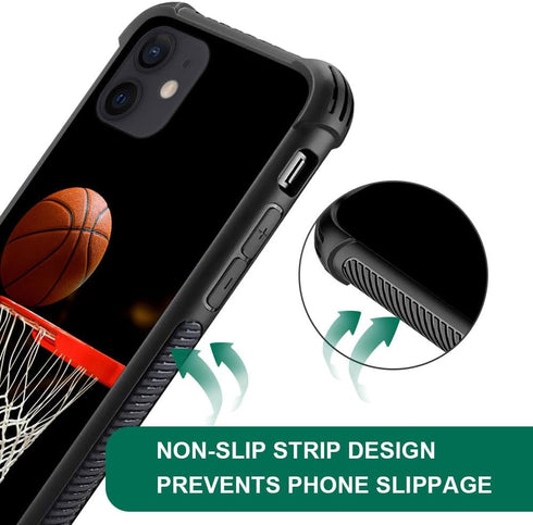 Case Compatible with iPhone 12 Mini Case,Basketball Hoop Pattern Case for iPhone 12 Mini Case for Boys Man,Anti-Scratch Shockproof Cover Case for iPhone 12 Mini - 5.4 inch