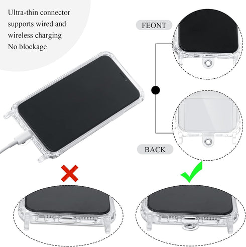 8 Pcs Phone Lanyard Patch, Universal Phone Tether with Metal Ring Compatible with Cellphone Pad
