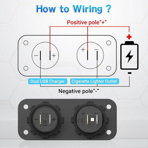 Cigarette Lighter Socket Qidoe 12V Splitter Panel, 78W Dual USB C PD&QC3.0 Car Charger Socket with ON/Off Switch