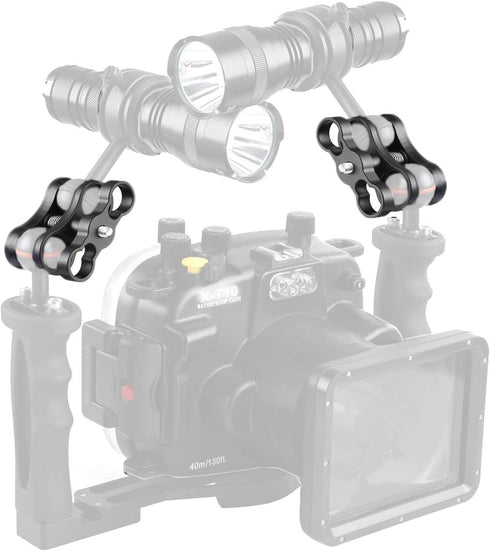 2 PCS x 1" Inch Aluminum Standard Long Ball Clamp Mount for Underwater Diving Light Arm System, Works with Ram Mounts