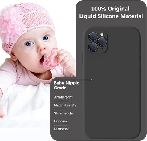 Vooii iPhone 11 Pro Case - Black, Upgraded Liquid Silicone, Soft Anti-Scratch Lining, Square Edges, Camera Protection,