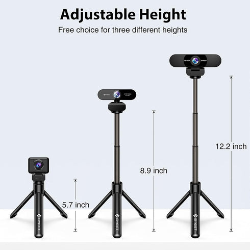 Webcam Tripod, EMEET Professional Mini Tripod, Portable & Lightweight, Adjustable Height, Universal Compatible