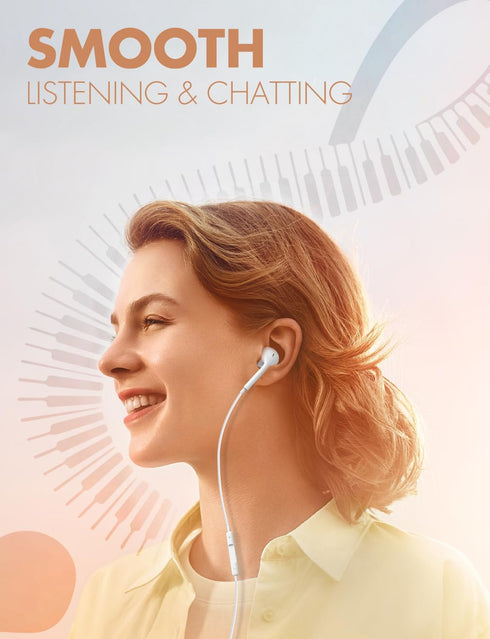 Wired Earbuds, Ultra Clear Calls & No Noise, 3.5mm Earphones with Mic, Compatible with iPhone/iPad/Android