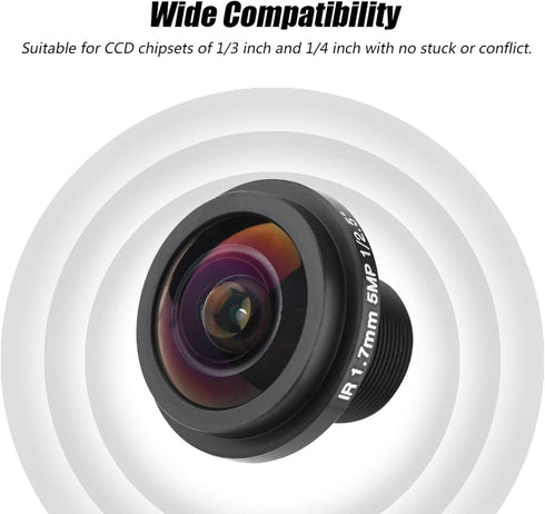 M12 Wide Angle Lens 3×3×3 5Mp Fisheye Security Camera Lens, 1.7Mm Length 185 CCTV Lens for Fisheye Security Cam