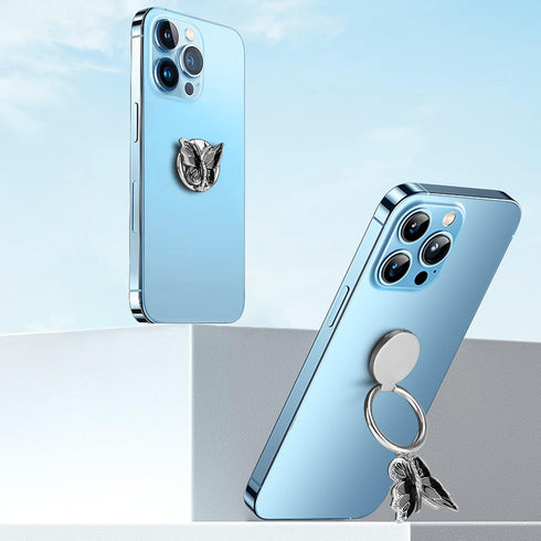 Omorro Phone Ring Holder Finger Kickstand, Bling Metal Cute Butterfly Cell Phone Ring Stand Grip, 360° Rotation