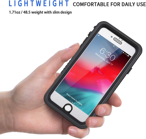 Lanhiem Heavy Duty Full Body Protective Case for iPhone SE 2022 2020, iPhone 7 8, IP68 Waterproof Dustproof, Black