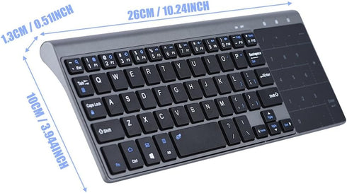 PUSOKEI Ultrathin 2.4GHz Wireless Keyboard with Smart Touchpad, Portable Handheld Universal Keyboard for PC/Notebook/TV