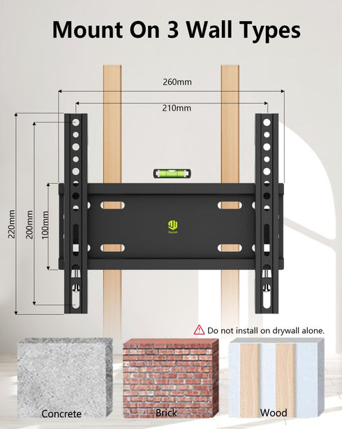 Fixed TV Wall Mount, Flat Mount Bracket for Most 14-43 Inches TVs, Low Profile Space Saving Mount