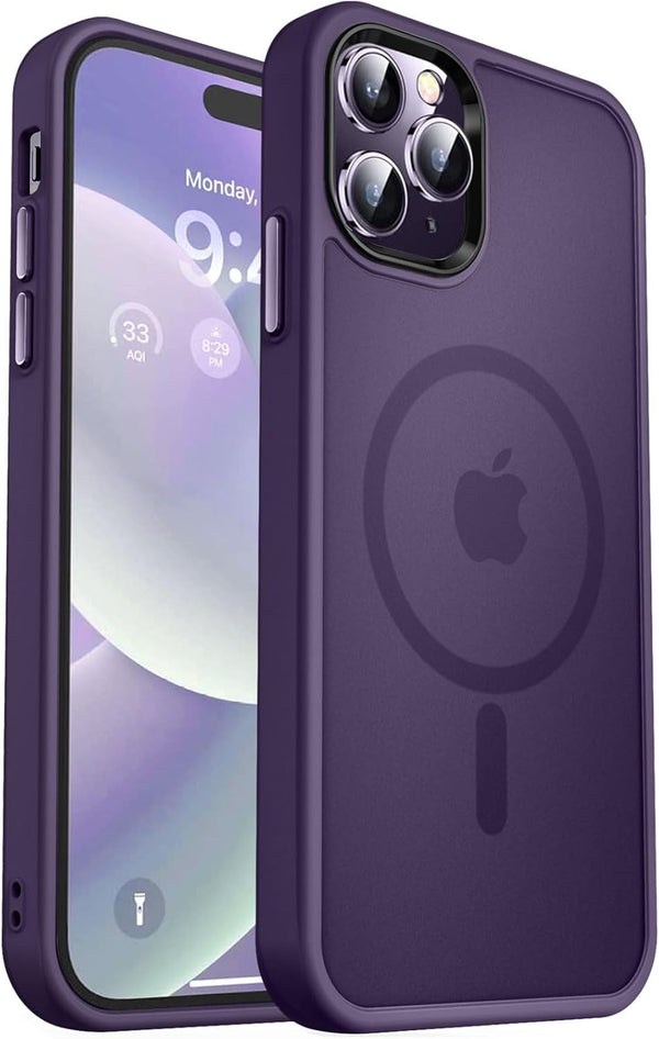 MOCCA iPhone 14 Pro Max Case - Deep Purple, 10FT Military Grade, Slim Shockproof, Translucent Matte, Magsafe Compatible.