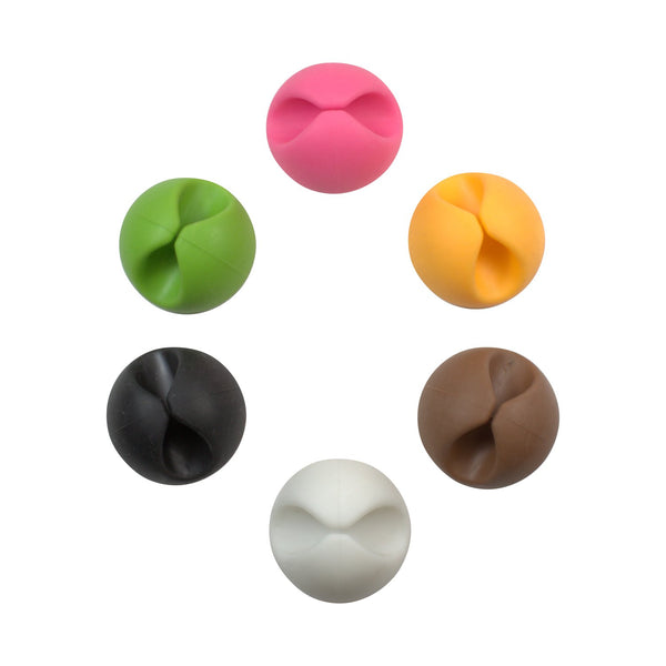 ROK Hardware 6 Pack Multipurpose Silicone Cable Clip Grip - Multicolor Green, Brown, White, Black, Pink, Orange