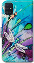 Cute Dragonfly Leather Flip Wallet Case Cover for Samsung Galaxy A51, Card Slot Holder Kickstand